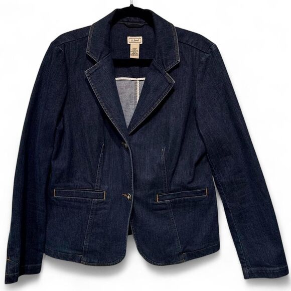 L.L. Bean Jackets & Blazers - L.L. Bean Women's Size 16 Blue Cotton Denim Blazer Jacket
